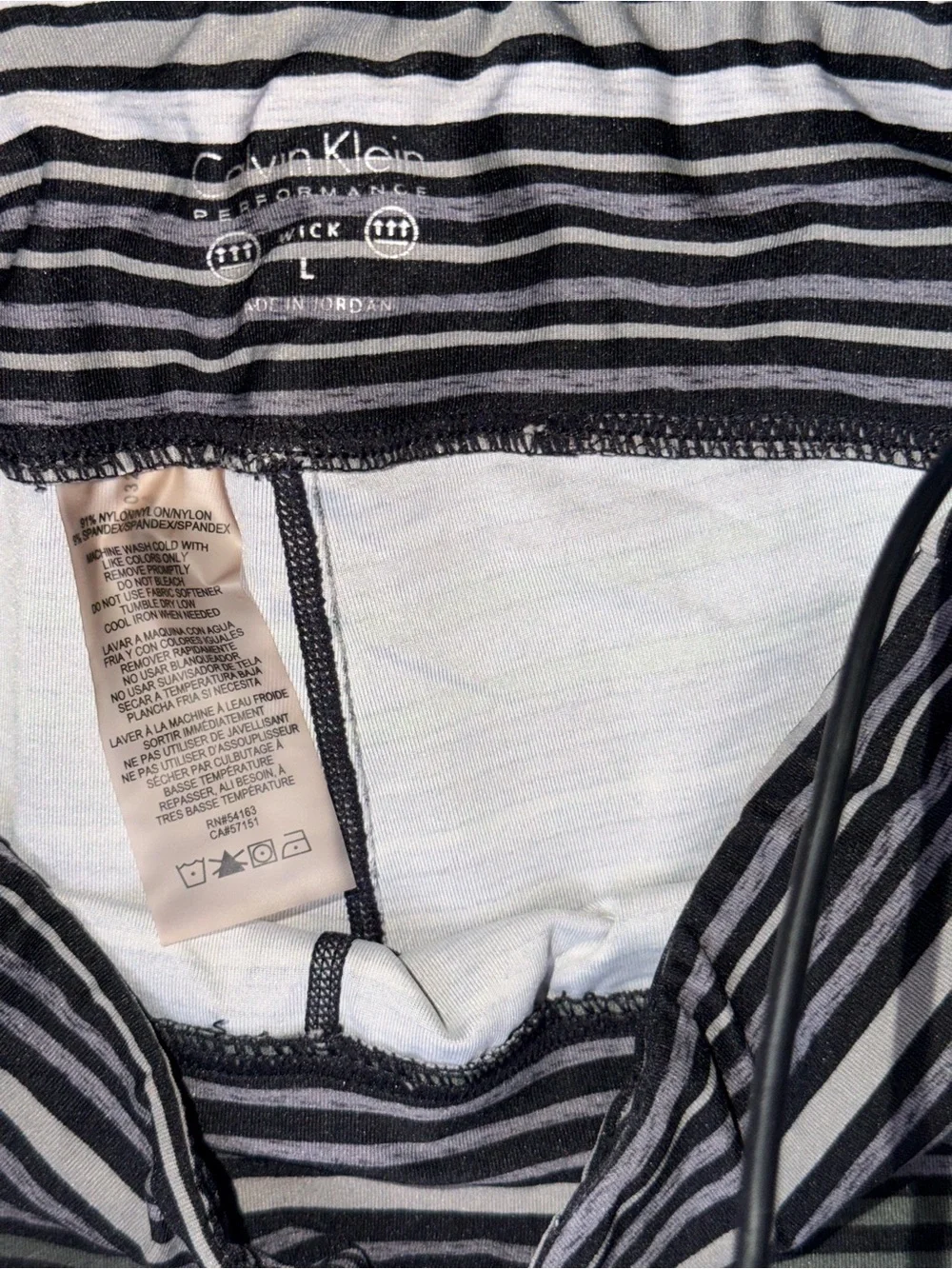 Calvin Klein Performance Black & Grey & Olive Green Striped Leggings
